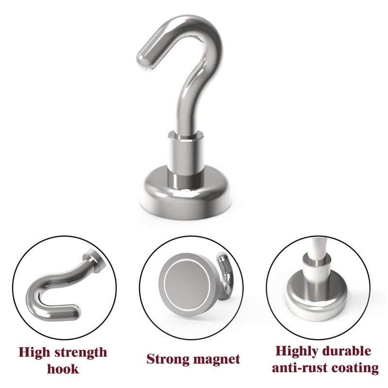THCMagorilla Magnetic Hooks Strong Neodymium Rare Earth Magnet Hooks for BBQ Fridge Cruise Keys Refrigerator whiteboard Kitchen Indoor Hanging Coat and Office 22LBS Silver Pack of 15 E16 15 packs - NewNest Australia