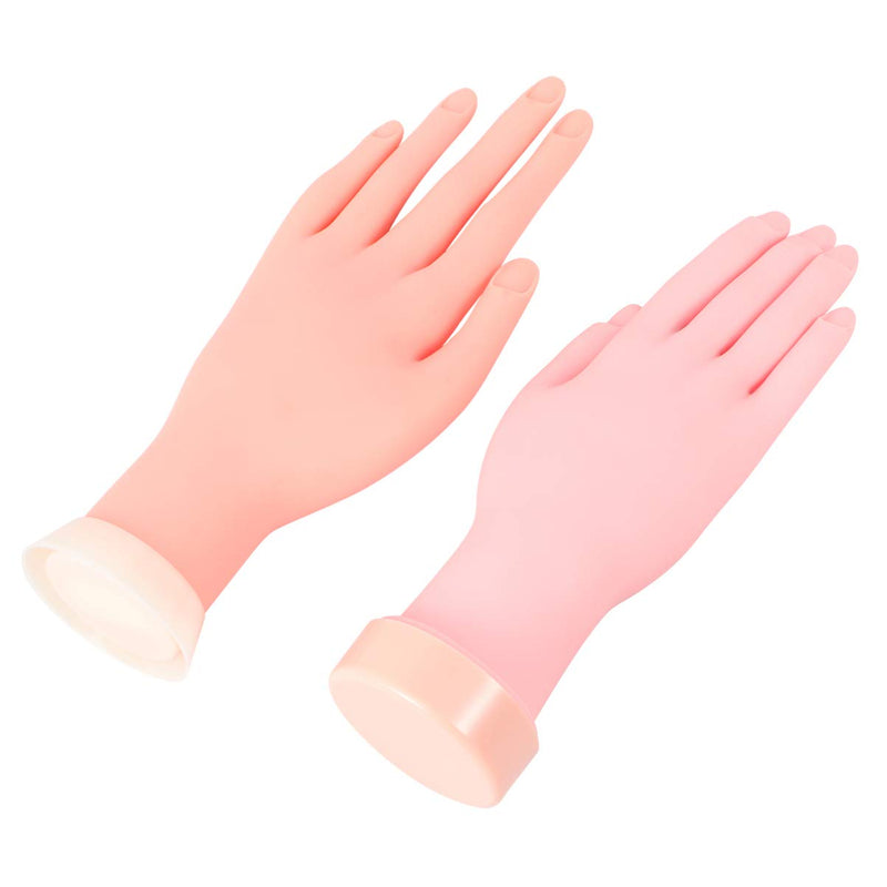 Lurrose 2pcs Nail Art Training Hands Manicure Fake Hands Acrylic Nails Practice Hands Training Hand Flexible Model Rubber Hands (Left Hand+Right Hand) - NewNest Australia