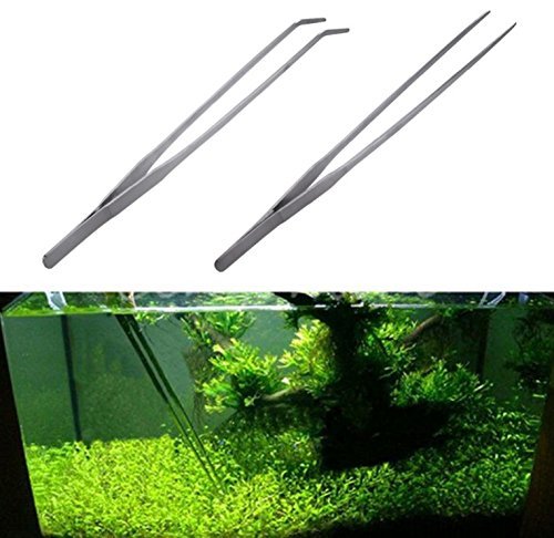 LGEGE 2pcs Long Handle Stainless Steel Straight and Curved Tweezers Nippers for Garden, Kitchen, Indoors and Outdoors - NewNest Australia