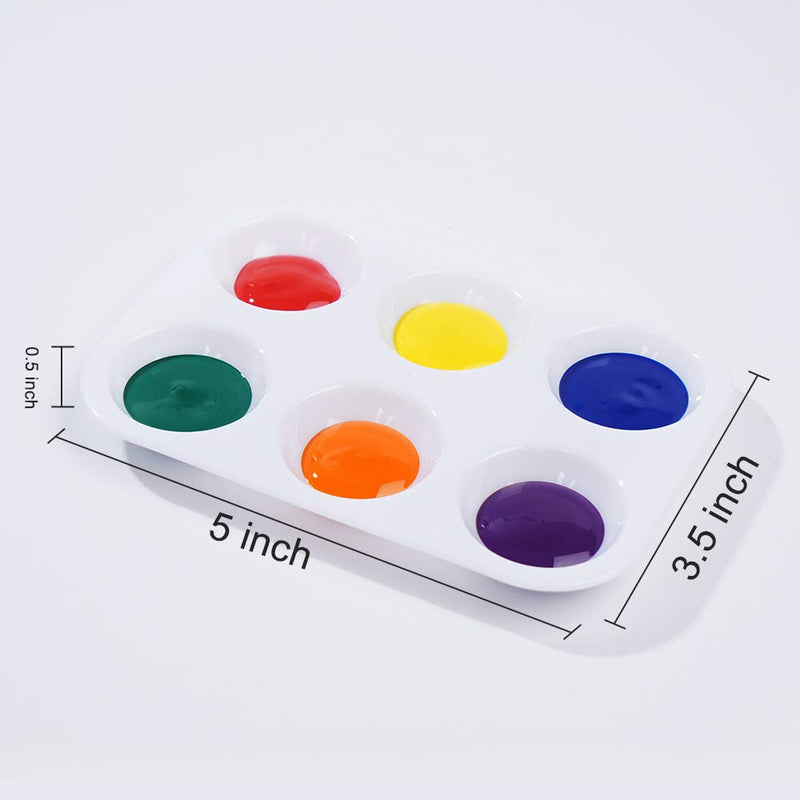 DAIKOYE 30 PCS White Plastic Paint Palettes 6 Well Rectangular Watercolor Palette Painting Tray for Painting Party, DIY Craft and Art Painting - NewNest Australia