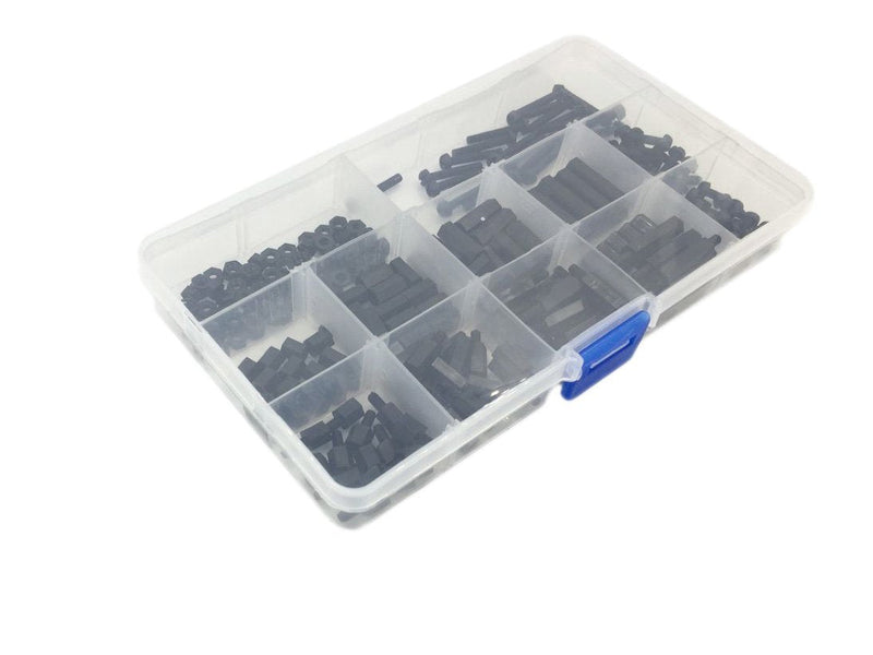 HVAZI 260pcs M3 Male Female Nylon Hex Spacer Standoff Screw Nut Assorted Kit (Black) 260PCS/M3(Black) - NewNest Australia