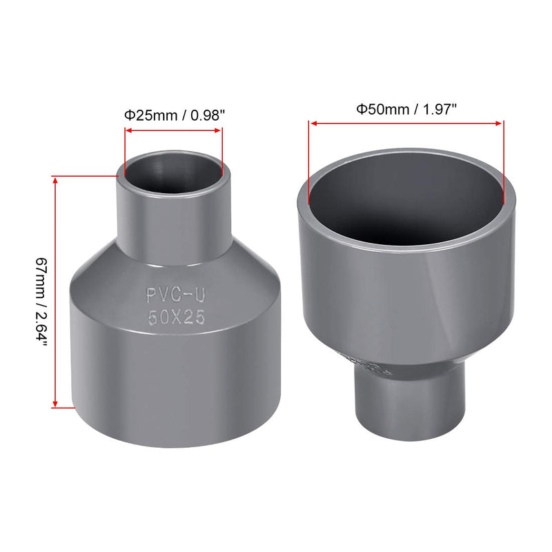 uxcell PVC DWV Reducing Coupling Schedule 40 Gray 25mm x 50mm Socket 2Pcs - NewNest Australia