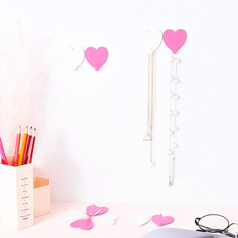 NewNest Australia - NUOBESTY Coat Hooks Wall Mounted Coat Rack Closet Hooks Heart Shaped Multifunctional Self Adhesive Door Hook Hanger Home Organizer Tool Pink 