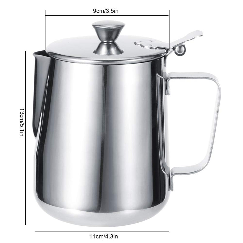 Cappuccino Measuring Cup Coffee Pitcher Stainless Steel Durable Frothing Cup Jug Milk Frothing Cup with Lid for for Coffee Art Making(1000ML) 1000ml - NewNest Australia