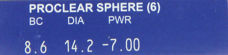 Proclear Spheric monthly lenses soft, 6 pieces / BC 8.6 mm / DIA 14.2 / -7.00 diopters - NewNest Australia