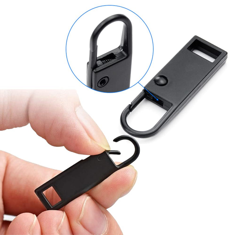2 Pcs Zipper Pull, Zipper Pulls Replacement, Zipper Gripper, Detachable Universal Zipper Tab Pullers, Zipper Repair Kit for Luggage, Handbags, Jacket, DIY Crafts(Black,37x10x4mm) - NewNest Australia
