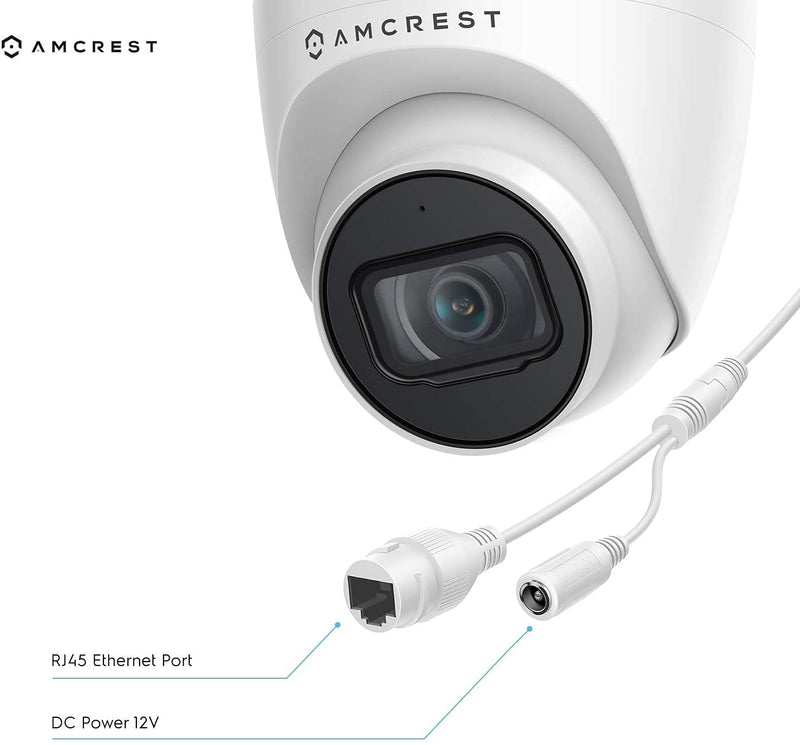 Amcrest 5MP UltraHD Outdoor Security IP Turret PoE Camera with Mic/Audio, 5-Megapixel, 98ft NightVision, 2.8mm Lens, IP67 Weatherproof, MicroSD Recording (256GB), White (IP5M-T1179EW-28MM) - NewNest Australia