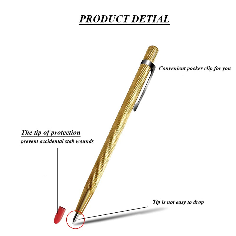 Tungsten Carbide Tip Scriber Marking Engraving Pen for Stainless Steel, Ceramics and Glass Carving (Gold) Gold - NewNest Australia
