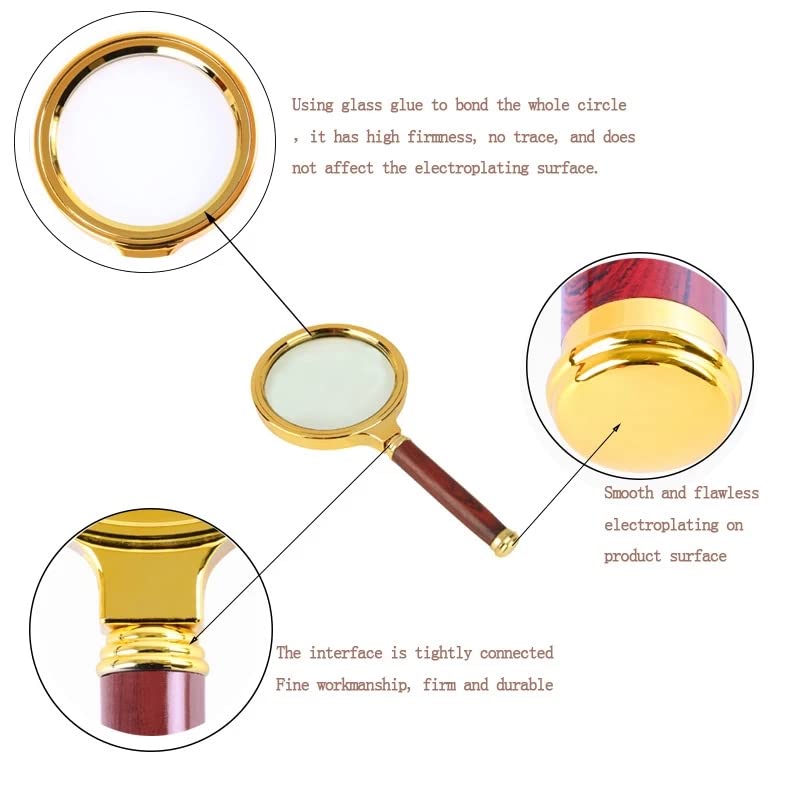 Hand Magnifier Reading Magnifying Glass With Imitation Mahogany Handle, 70 Mm, Books Reading Old People, Research Equipment For Children, Observation Of Plants And Insects Outdoors, High Resolution, 10 X - NewNest Australia