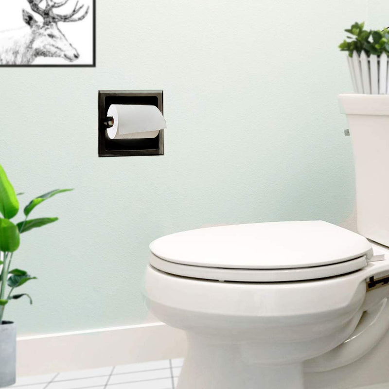 Black Recessed Toilet Paper Holder, Wall-Mounted Tissue Paper Holder Stainless Steel Toilet Paper Holder for Bathroom Accessories, Rear Mounting Bracket Included - NewNest Australia