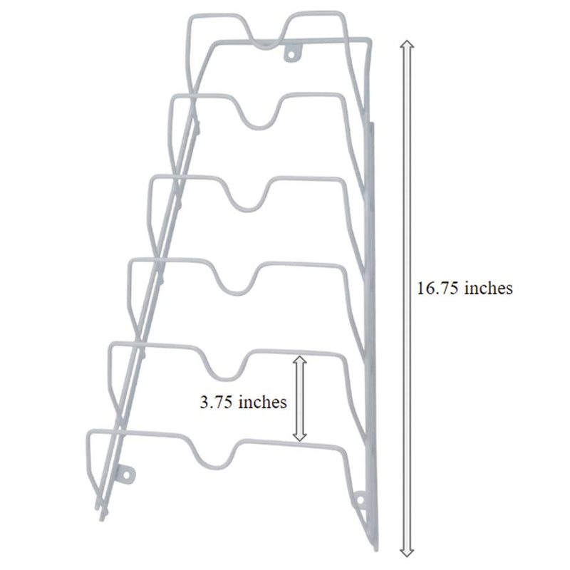 NewNest Australia - Evelots Pot Lid Storage-Cabinet Door/Wall-Organizer-6 Pot/Pan Covers-No Scratch White 1 Unit 