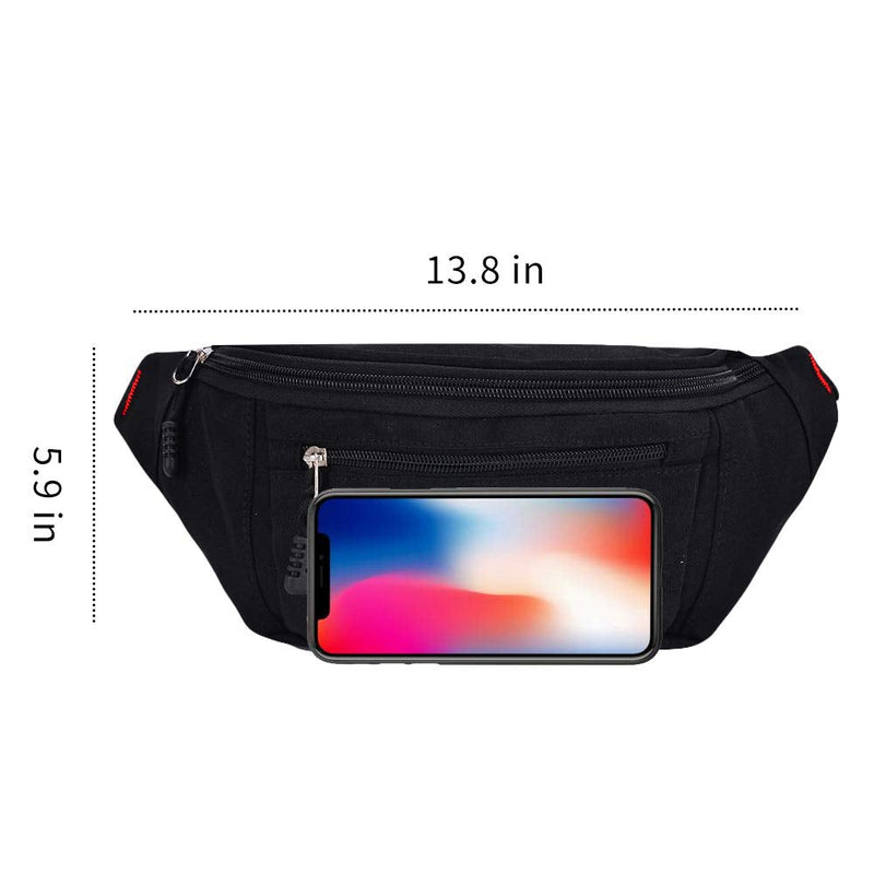 2 Packs Fanny Packs for Men and Women, Waterproof Sports Waist Pack Bag Hip Bum Bag for Travel Hiking Running (Black + Light Blue) Black + Light Blue - NewNest Australia