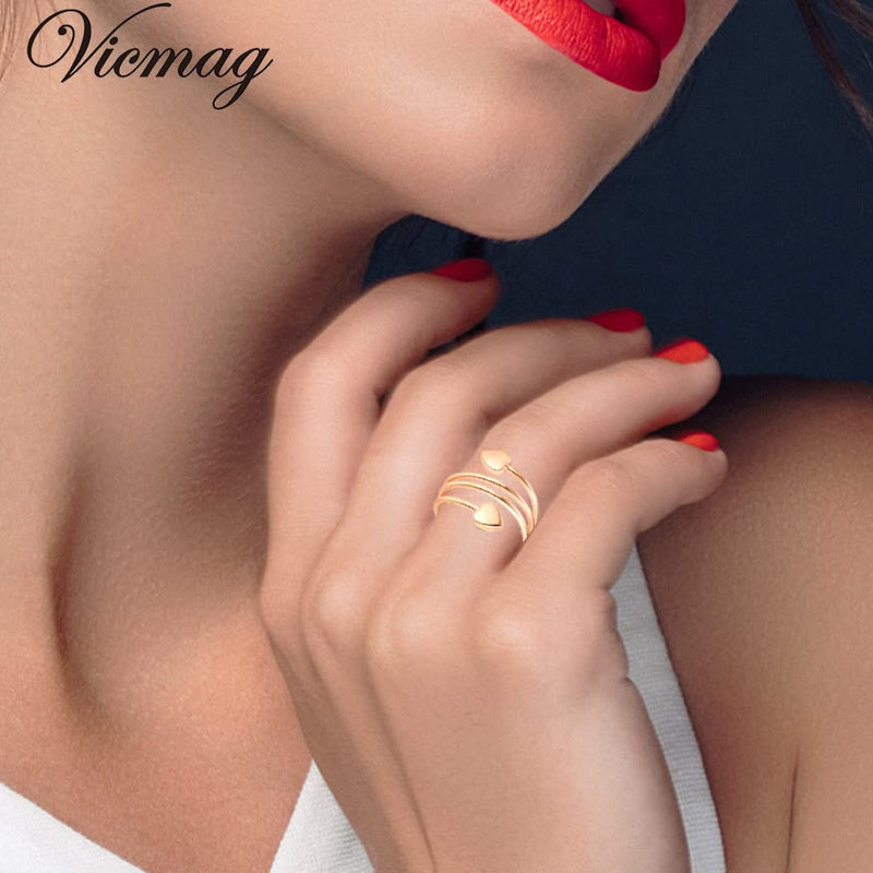 Vicmag 2PCS Magnetic Copper Rings for Women Magnet Copper Rings with 3500 Gauss Magnets 100% Solid Pure Copper Adjustable with Jewelry Gift Box (Love Heart) A Rose Gold - NewNest Australia