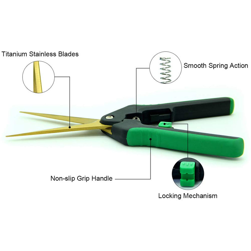 7.5 Inch Straight Tip Garden Pruning Scissors with Extra Spring, Titanium Stainless Steel Blades, Professional Tools for Precision Pruning and Trimming - NewNest Australia