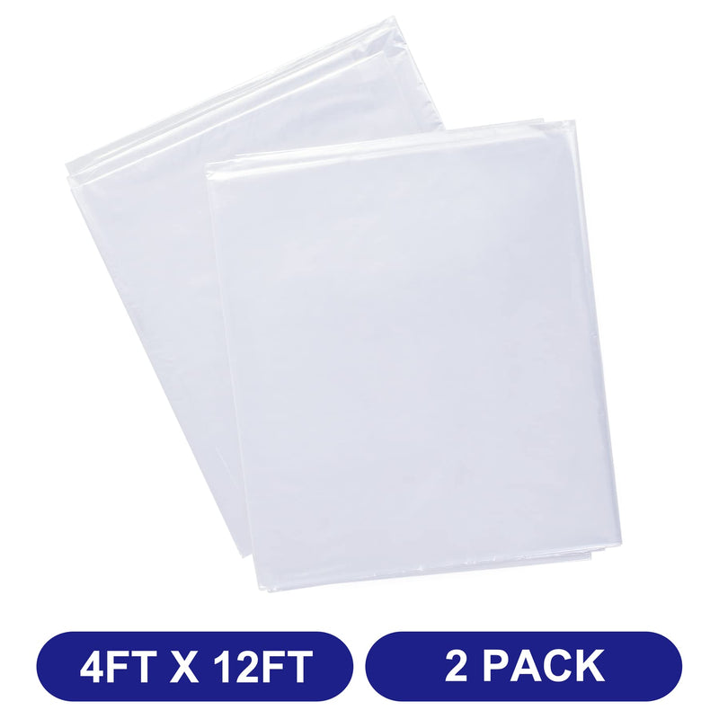 2 Pack VICMORE Plastic Drop Cloth 4-Feet by 12 Feet Paint Floor Cover Dust Sheet Waterproof Clear Tarp Plastic Sheeting 4ft x 12ft, 2 Pack - NewNest Australia