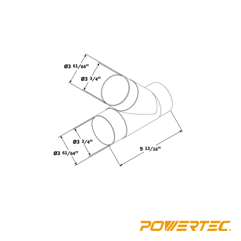 POWERTEC 70106 4-Inch Y-Fitting Dust Collection Hose Connector, Black - NewNest Australia