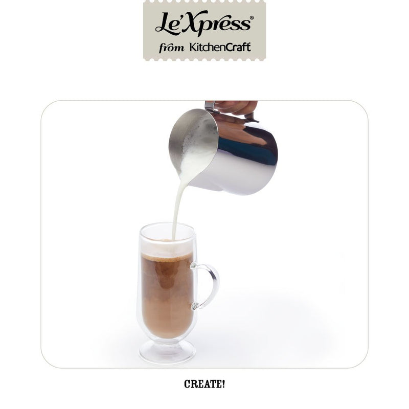 Le’Xpress Stainless Steel Milk Jug with Frothing Thermometer, 600 ml (1 Pint) - NewNest Australia