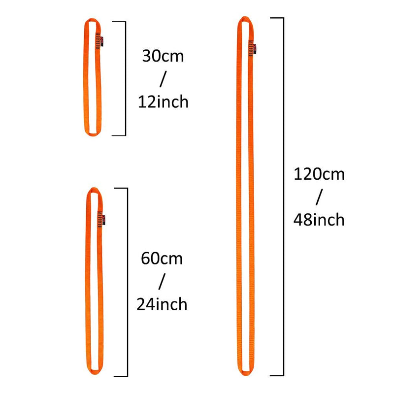 GM CLIMBING 16mm Nylon Sling Runner 22kN / 4950lbf CE UIAA Certified Fluorescent Orange 60cm / 24inch | Pack of 3 - NewNest Australia
