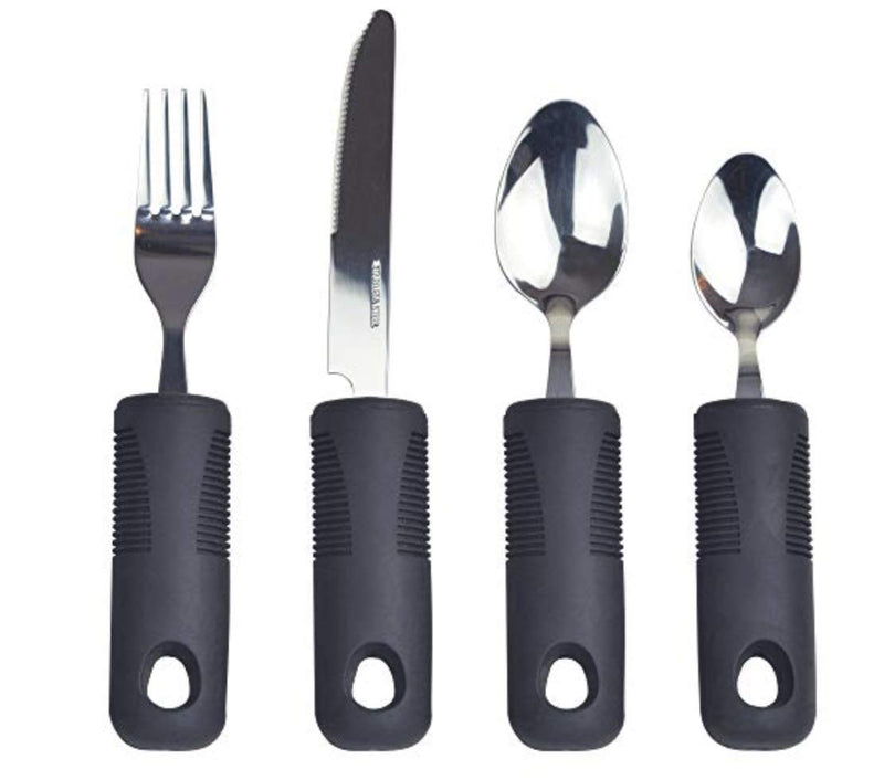 4pcs Easy Grip Cutlery Set. Extra Wide Handles, Ideal Dining aid for The Disabled, Elderly and sufferers of Arthritis, weakened Grip, Tremors or Parkinson's Disease - NewNest Australia