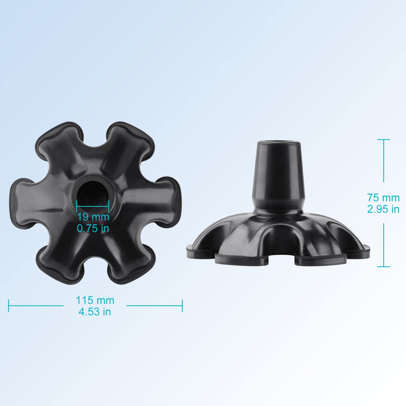 supregear Cane Tip with 6 Prong, Non-Slip 6 Support Rubber Cane Tip Self Standing Replacement Cane Tip for 19 mm Diameter Standard Walking Cane Folding Cane Cane Accessory, Black - NewNest Australia