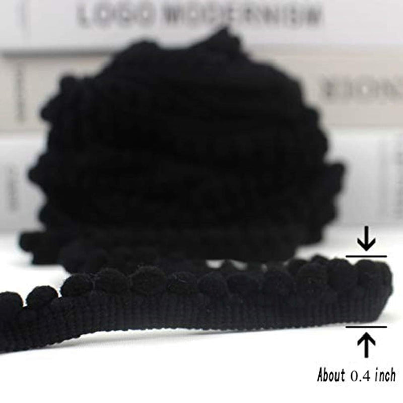IDONGCAI Black Mini Pompom Trim Ball Fringe Trim Lace Ribbon Tassel Sewing Accessories for Halloween Home Party Embellishments 10 Yards - NewNest Australia