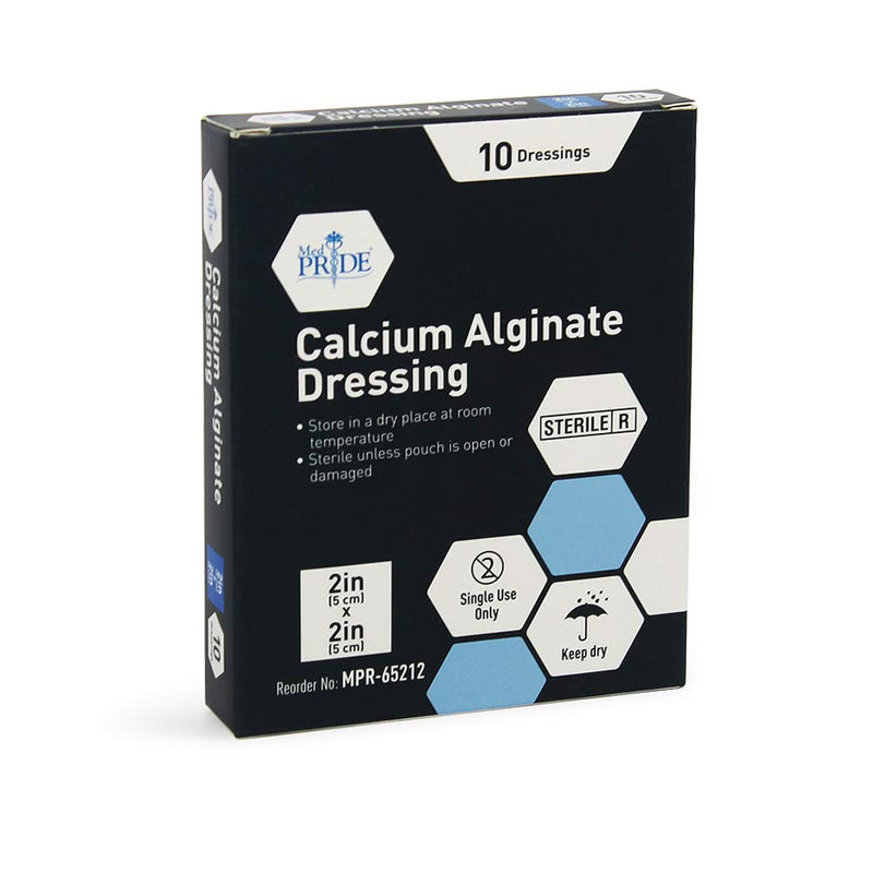Medpride Calcium Alginate Wound Dressing Pads| 2” x 2” Patches, 10-Pack| Antimicrobial, Non-Stick Padding, Sterile, Highly Absorbent & Comfortable| Flexible & Gentle on The Skin, Faster Healing 2'' x 2'' - NewNest Australia