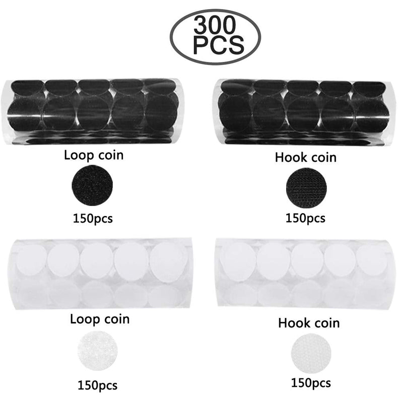 maxin Self Adhesive Dots,Strong Adhesive 600 Pcs (300 Pairs) 20 mm/0.78" Diameter Sticky Back Coins Hook & Loop Self Adhesive Dots Tapes,Suitable for Classroom,Office,Home-Black & White - NewNest Australia