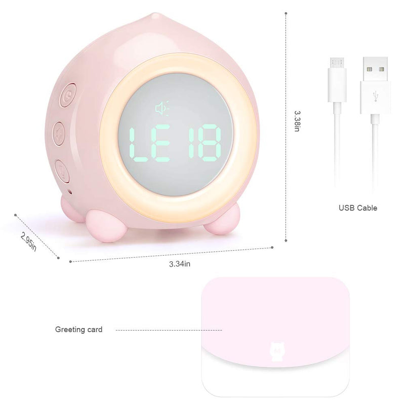 NewNest Australia - Allnice Digital Alarm Clock, LED Bedside Clock Dual Alarm Clock with Night Light, Alarm Clock for Kids, Small Alarm Clock for Home Bedroom Travel, USB Powered, Cute Peach Deisgn (Pink) 