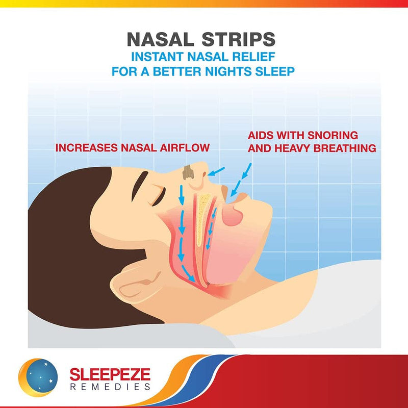 Nasal Strips Large, Clear (x 60 Pack) Nose Strips to Stop Snoring, Snore Strip to Help You Breathe Through Your Nose, Snore Stopper, Anti Snoring Breathing aids for Sleep by Sleepeze Remedies - NewNest Australia