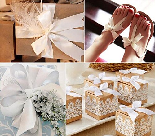 QIANF 1 1/2 Inch Wide Double Face Satin Ribbon No Fading Woven Ribbon - 25 Yard (112-White) 1 1/2"-25Yard 112-white - NewNest Australia