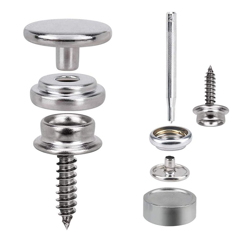 Crafts Man 150 PCS Canvas Snap Kit Tool,Metal Screws Snaps Marine Grade 3/8" Socket Stainless Steel Boat Canvas Snaps with 2 Pcs Setting Tool for Boat Cover Furniture (150 pcs) - NewNest Australia