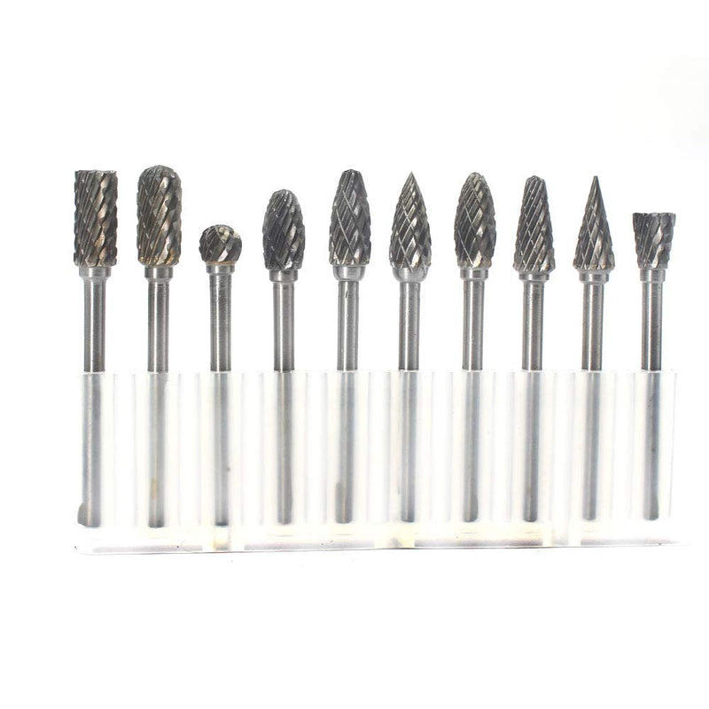 Carbide Burr Set JESTUOUS 1/8 Inch Shank with 1/4 Inch Head Double Cut Rotary Burrs Die Grinder Drill Bits for Woodworking Engraving Drilling Carving,10pcs - NewNest Australia