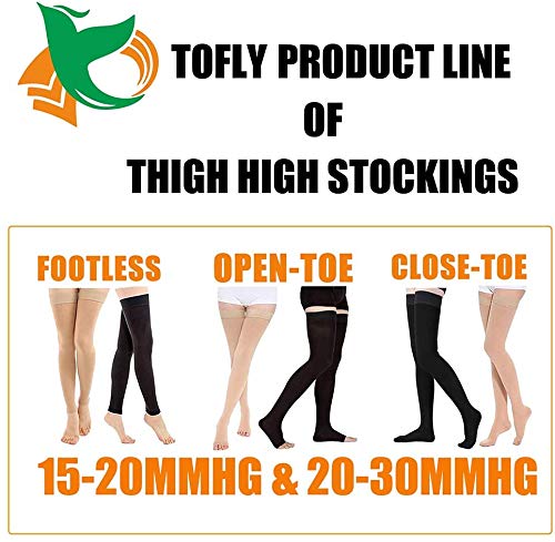TOFLY® Thigh High Compression Stocking Footless, 15-20mmHg & 20-30mmHg Compression Socks with Silicone Band, Varicose Veins 3X-Large 15-20mmhg Beige - NewNest Australia