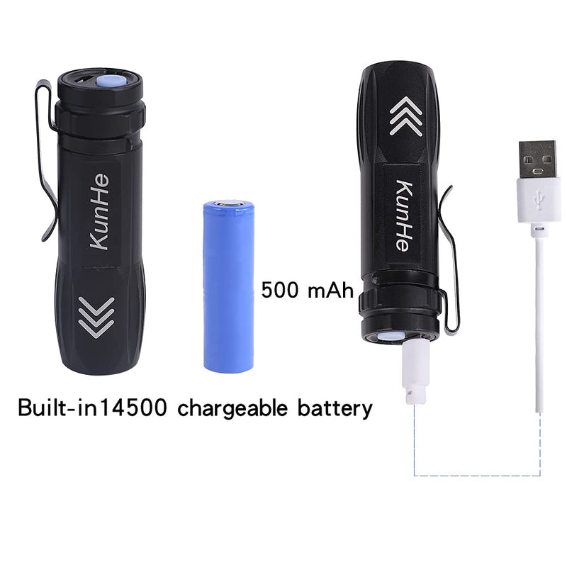 KunHe KH003 Mini Small Pocket LED Flashlight Usb rechargeable High Lumens Bright Powerful flashlights Pack of 5 - NewNest Australia