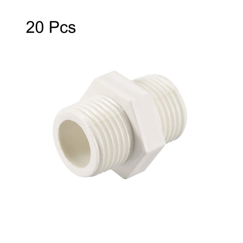 uxcell PVC Pipe Fitting Hex Nipple G1/2 X G1/2 Male Thread Adapter Connector 20pcs - NewNest Australia