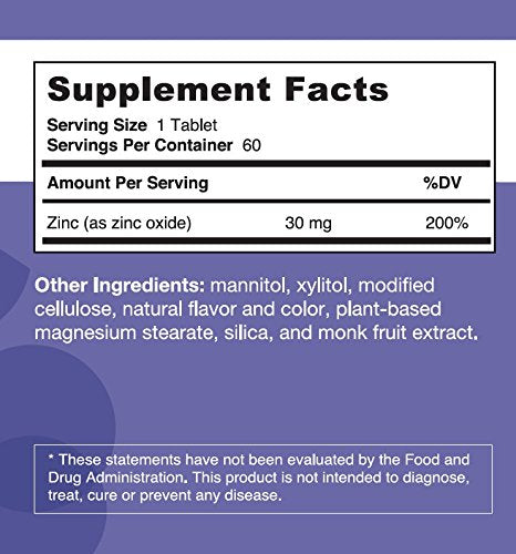 EZ Melts Zinc for Immune Support, 30 mg, Sublingual Vitamins, Vegan, Zero Sugar, Natural Blueberry Flavor, 60 Fast Dissolve Tablets - NewNest Australia