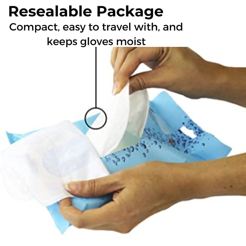 Cleanis Aqua Wash Gloves - Medical Grade Pre-Moistened Cleansing Wipes - No Water, Soap, Rinsing or Drying Necessary – All Skin Types – Hypoallergenic - Pack of 12 Gloves - NewNest Australia