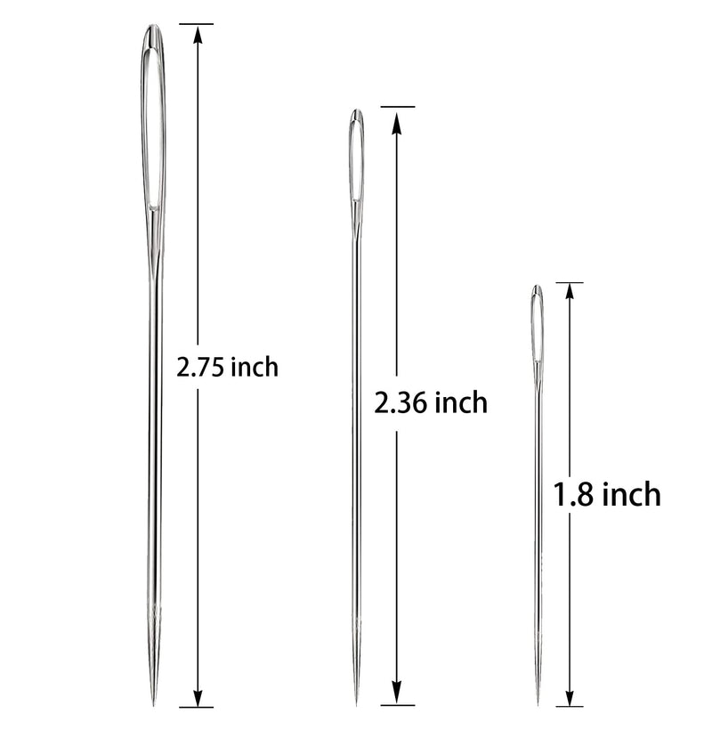 Hekisn Large Eye Sewing Needles, Sewing Needles, Stainless Steel Embroidery Thread Needle, Handmade Yarn Knitting Needles Leather Needle (15 Pieces) 15 Pieces - NewNest Australia