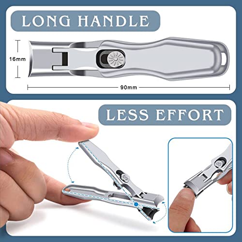 Nail Clippers - DRMODE Upgraded Wide Jaw Opening No Splash Nail Clippers for Thick Nails with Catcher,Toenail Clippers Long Handled Nail Cutter with Sharp Curved Blade for Men Senior - NewNest Australia
