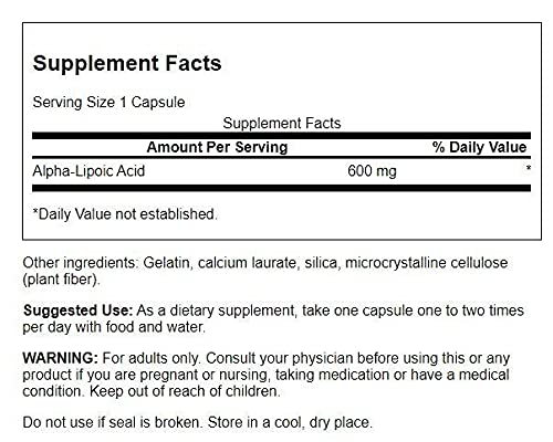 Swanson Alpha Lipoic Acid - Natural Supplement Supporting Healthy Blood Pressure Levels Already Within a Normal Range - Promotes Carbohydrate Metabolism - (60 Capsules, 600mg Each) 1 - NewNest Australia