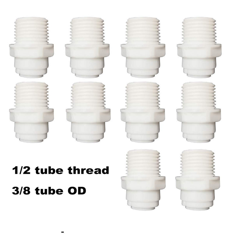 Malida Straight 1/2" Thread Male to 3/8" Push Tube Quick push to Connect Fittings for Water Purifiers RO Reverse Osmosis Systems. (10 Pack) - NewNest Australia