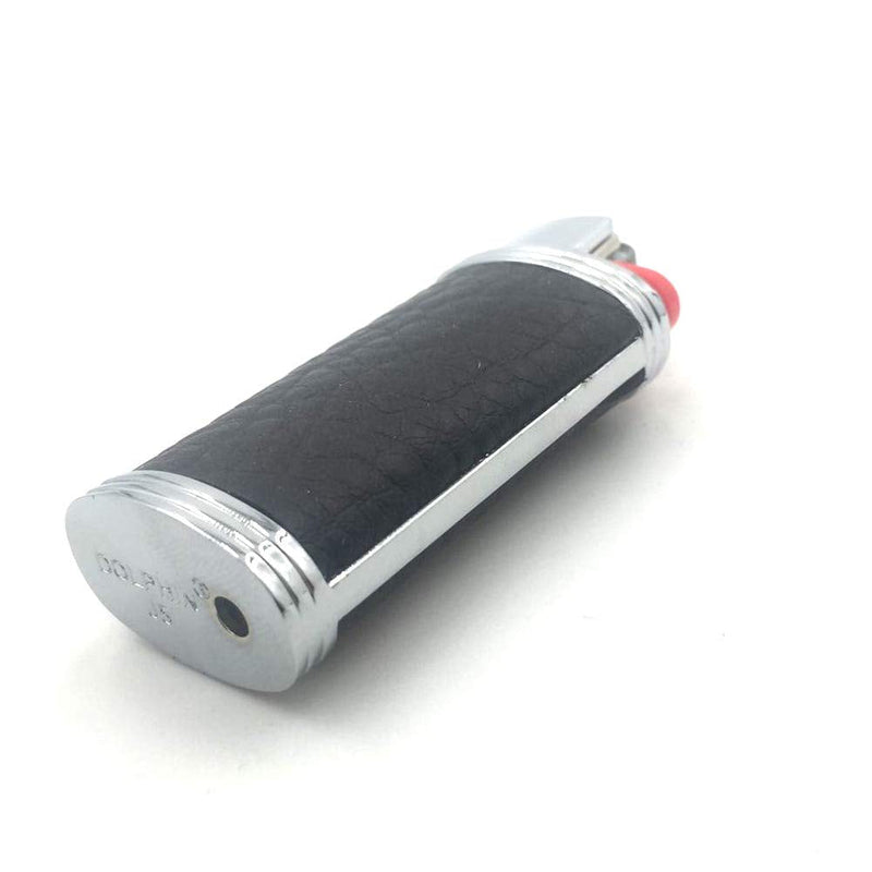 Lucklybestseller Metal Leather Lighter Case Cover Holder Black Color for Bic Mini Lighter J5 - NewNest Australia