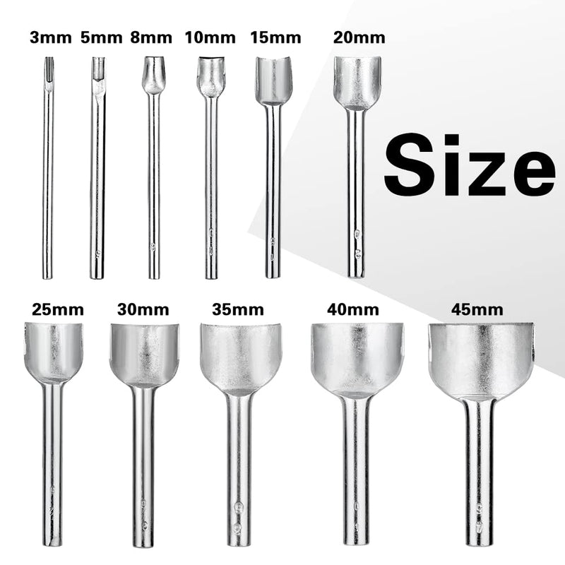 Yizzvb 11 Sizes Half-Round Cutter Punch, Leather Punch Tool, Leather Belt End Cutter, Leather Craft Half Round Cutter Punch Strap Tools for Crafting Strap Belt, Wallet and Bag, 3-45 mm - NewNest Australia