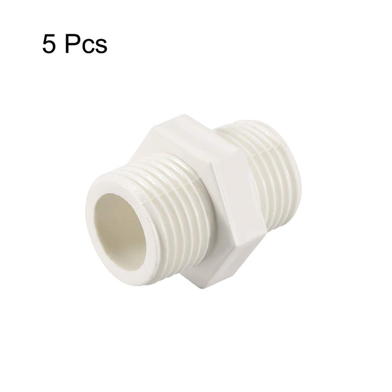 uxcell PVC Pipe Fitting Hex Nipple G1/2 X G1/2 Male Thread Adapter Connector 5pcs - NewNest Australia