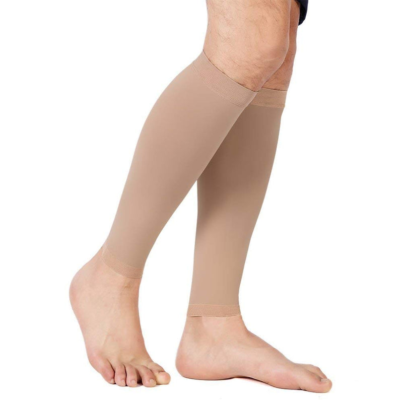 TOFLY® Calf Compression Sleeve for Men & Women, 1 Pair, Footless Compression Socks 20-30mmHg for Leg Support, Shin Splint, Pain Relief, Swelling, Varicose Veins, Maternity, Nursing, Travel, Beige XL - NewNest Australia