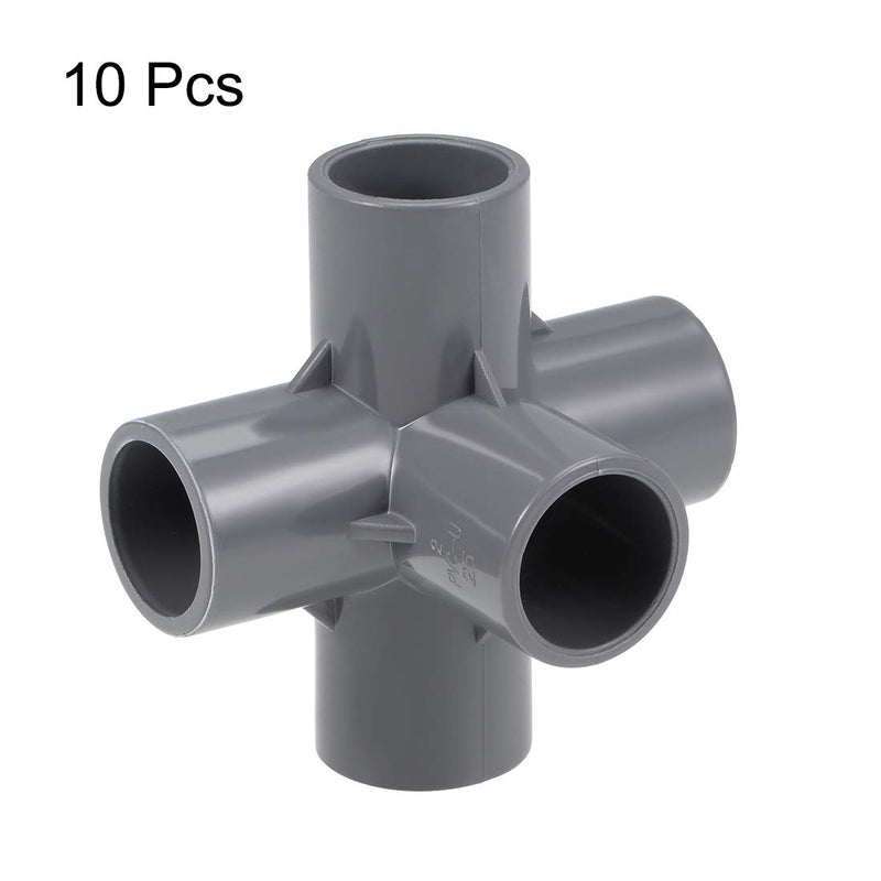 uxcell 5-Way Elbow PVC Pipe Fitting Furniture Grade 25mm Size Tee Corner Fittings Gray 10Pcs - NewNest Australia