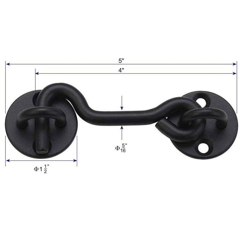 Raswik (2 Pack) 4" Privacy Hook and Eye Latch for Sliding Barn Door, Black - NewNest Australia