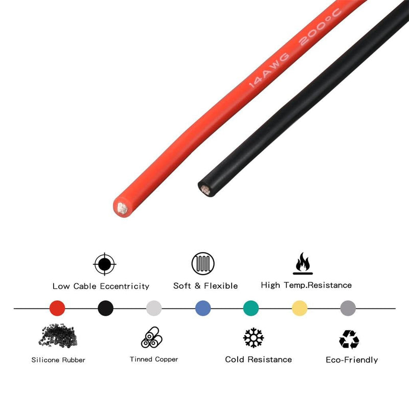 BNTECHGO 14 Gauge Silicone Wire Spool 20ft Red and 20ft Black Flexible 14 AWG Stranded Copper Wire 14 AWG silicone wire 20ft and 20ft silicone wire red 20ft and black 20ft - NewNest Australia