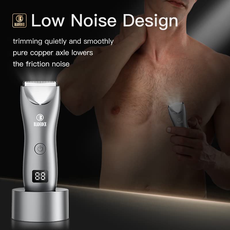 ENSSU intimate razor for men, electric body hair trimmer for men with extra skin-friendly ceramic blade, body razor with LED light & charging station, rechargeable pubic hair trimmer for men, waterproof green - NewNest Australia