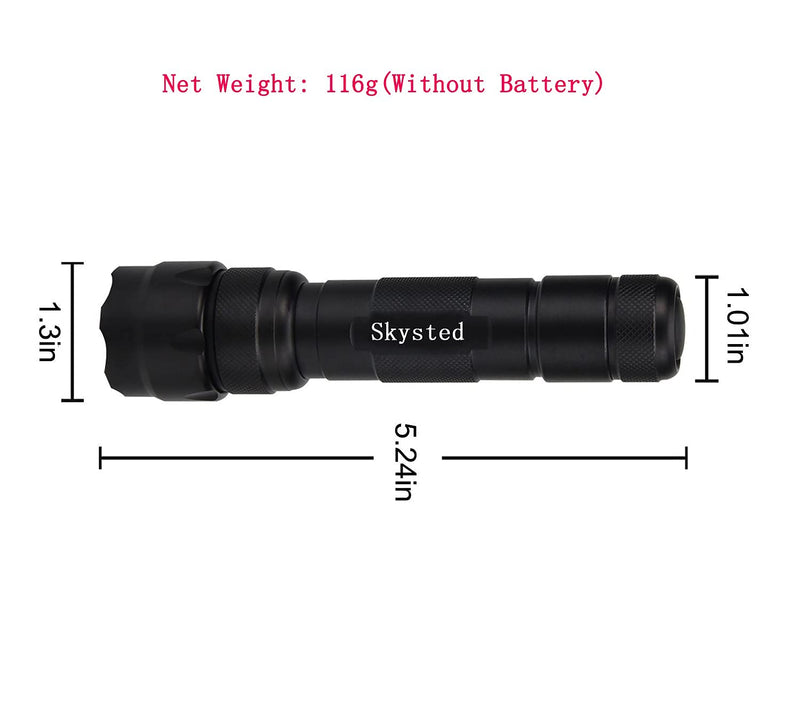 Skysted WF-502B Single Mode Tactical Flashlight with Clip,Ultra Bright 1200 Lumens Cree XM-L2 U3 1A LED,Waterproof Handheld Torch Support 18650 CR123A Battery,for Camping Hiking Emergency(Black) Black - NewNest Australia